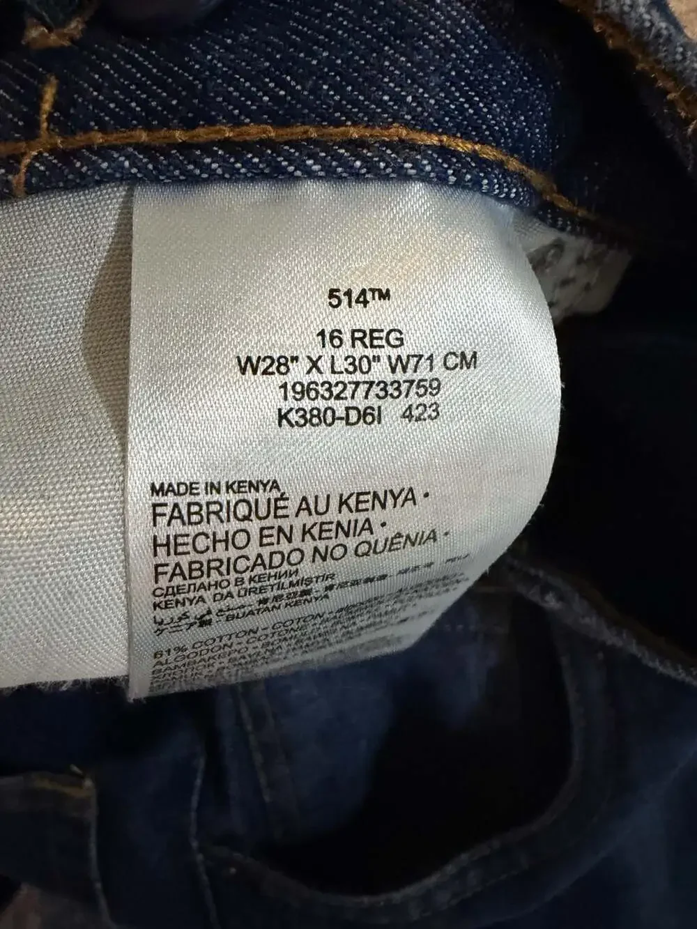 Levi's 514 Straight Fit Jeans Blue Denim Size 16 Reg W28 L30